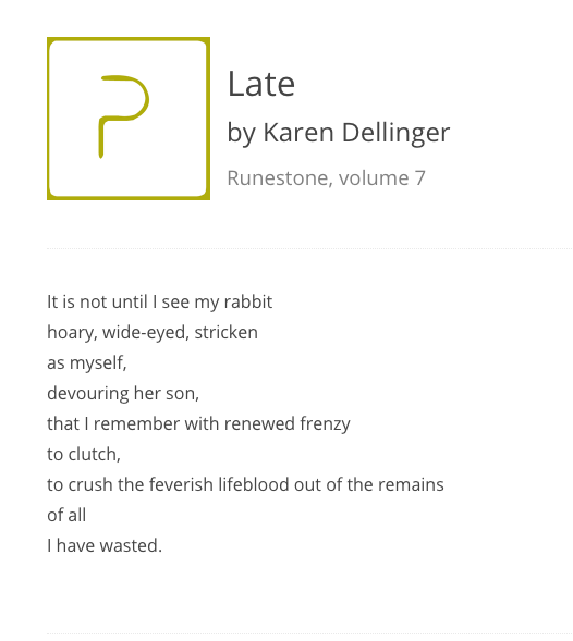 Late, by Karen Dellinger