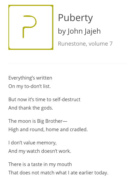 Puberty by John Jajeh. Runestone v. 7